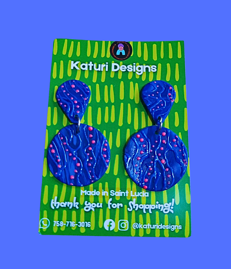 Lily - Blue Textured Earring